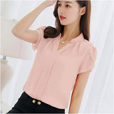 Chiffon Short Sleeve Elegant Formal Blouse - TravelStyle