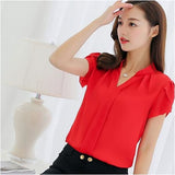 Chiffon Short Sleeve Elegant Formal Blouse - TravelStyle