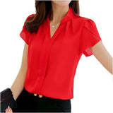 Chiffon Short Sleeve Elegant Formal Blouse - TravelStyle