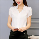 Chiffon Short Sleeve Elegant Formal Blouse - TravelStyle