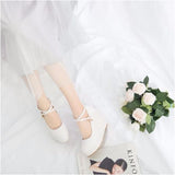 Designer Casual Wear High Heel Platform Round Toe Cross Tie Wedge Shoes - TravelStyle