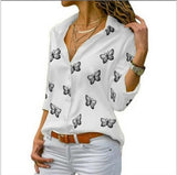 Butterfly Print Casual Long Sleeve Blouse