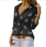 Butterfly Print Casual Long Sleeve Blouse