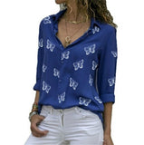 Butterfly Print Casual Long Sleeve Blouse