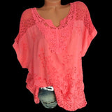 Loose White Lace Patchwork Blouse