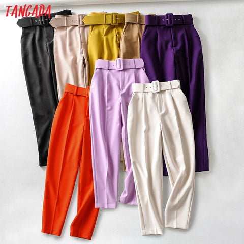 Tangada pants high waist pants with pockets