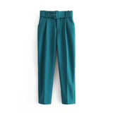 Tangada pants high waist pants with pockets