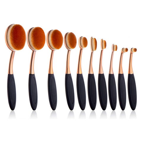 Rose Gold Oval Makeup Brushes Set Flawless Application