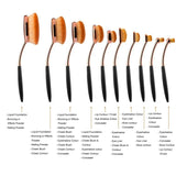 Rose Gold Oval Makeup Brushes Set Flawless Application